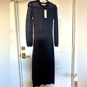 Knit blue Dress with metallic thread.